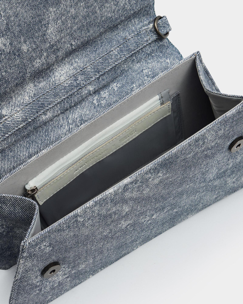 Grey blue shop clutch bag