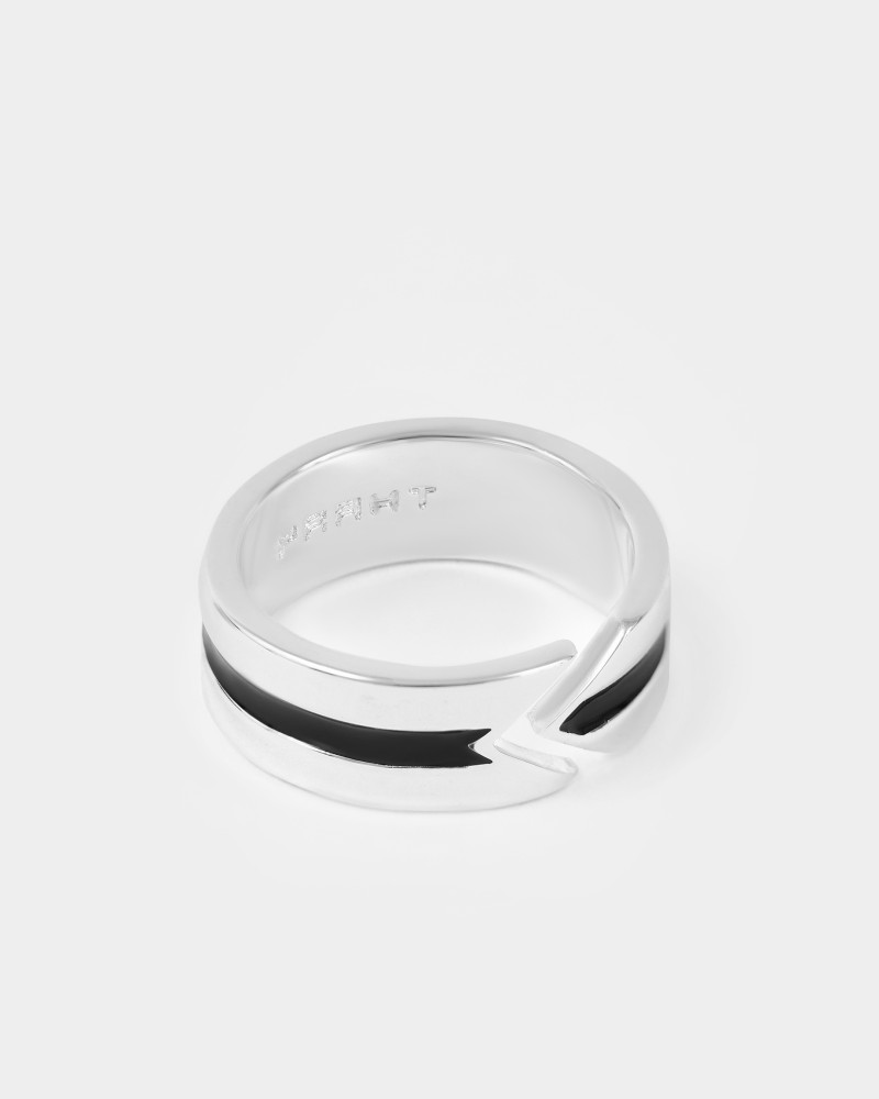  Кольцо DELTA black ring с эмалью, Цвет - серебристый