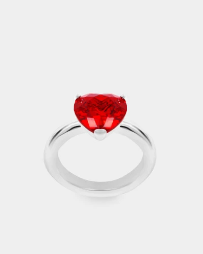 Кольцо DEAR ring с камнем серебристый