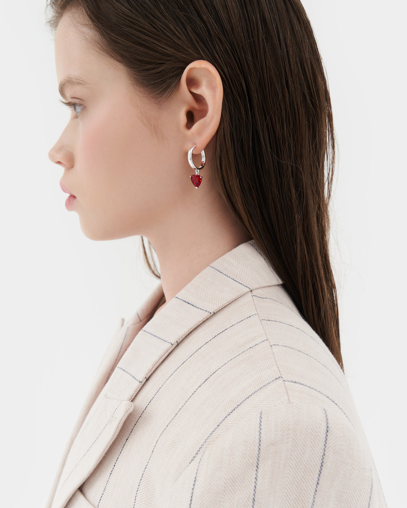  Серьги DEAR earrings mini, Цвет - серебристый